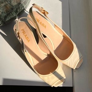 Prada Peep Toe Wedge Sandals
